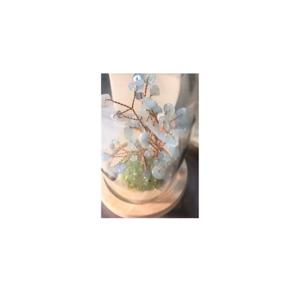 Gemstone Tree in Dome - Your Choice Aquamarine or Rose Quartz